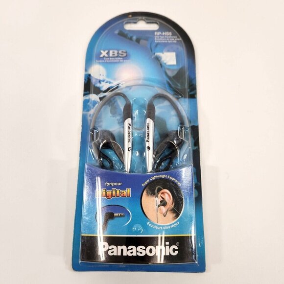 Panasonic Stereo Headphones RP-HS5 Silver Ear Clip Style XBS NOS Sealed - Picture 1 of 8